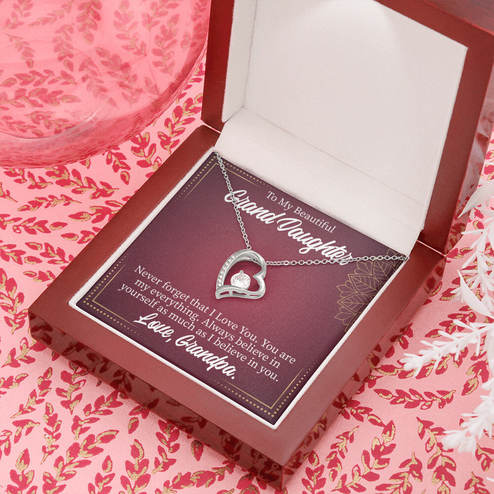 To My Granddaughter Never Forget Grandpa Forever Necklace w Message Card-Express Your Love Gifts