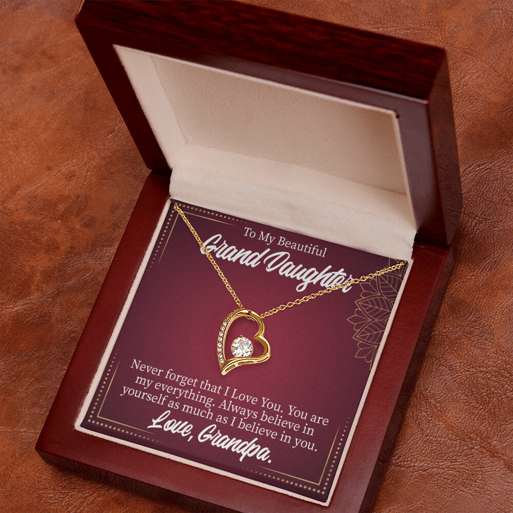 To My Granddaughter Never Forget Grandpa Forever Necklace w Message Card-Express Your Love Gifts