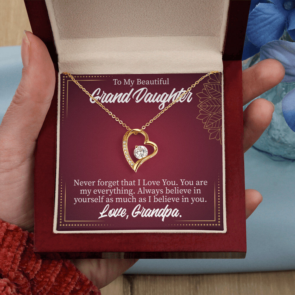 To My Granddaughter Never Forget Grandpa Forever Necklace w Message Card-Express Your Love Gifts