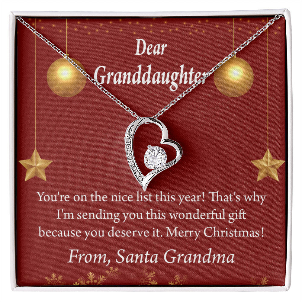 To My Granddaughter On The Nice List Christmas Message Forever Necklace w Message Card-Express Your Love Gifts