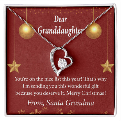 To My Granddaughter On The Nice List Christmas Message Forever Necklace w Message Card-Express Your Love Gifts