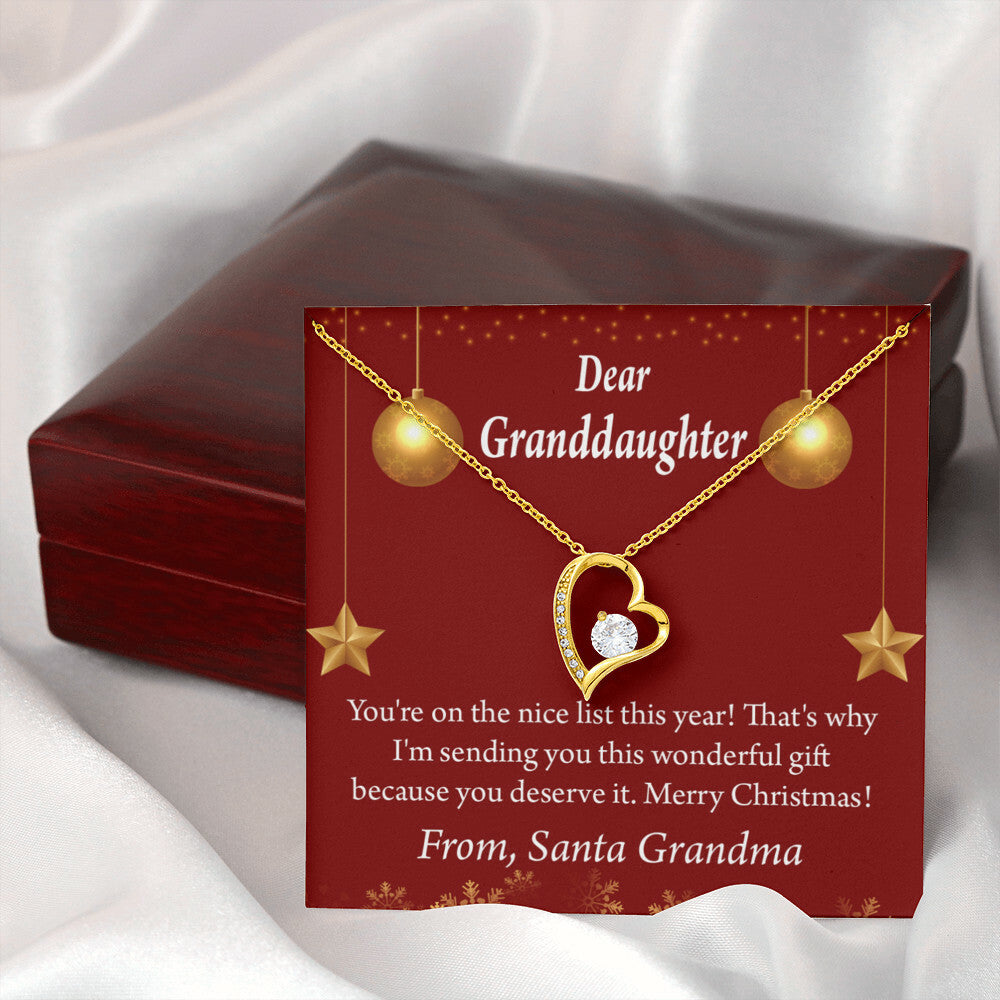 To My Granddaughter On The Nice List Christmas Message Forever Necklace w Message Card-Express Your Love Gifts