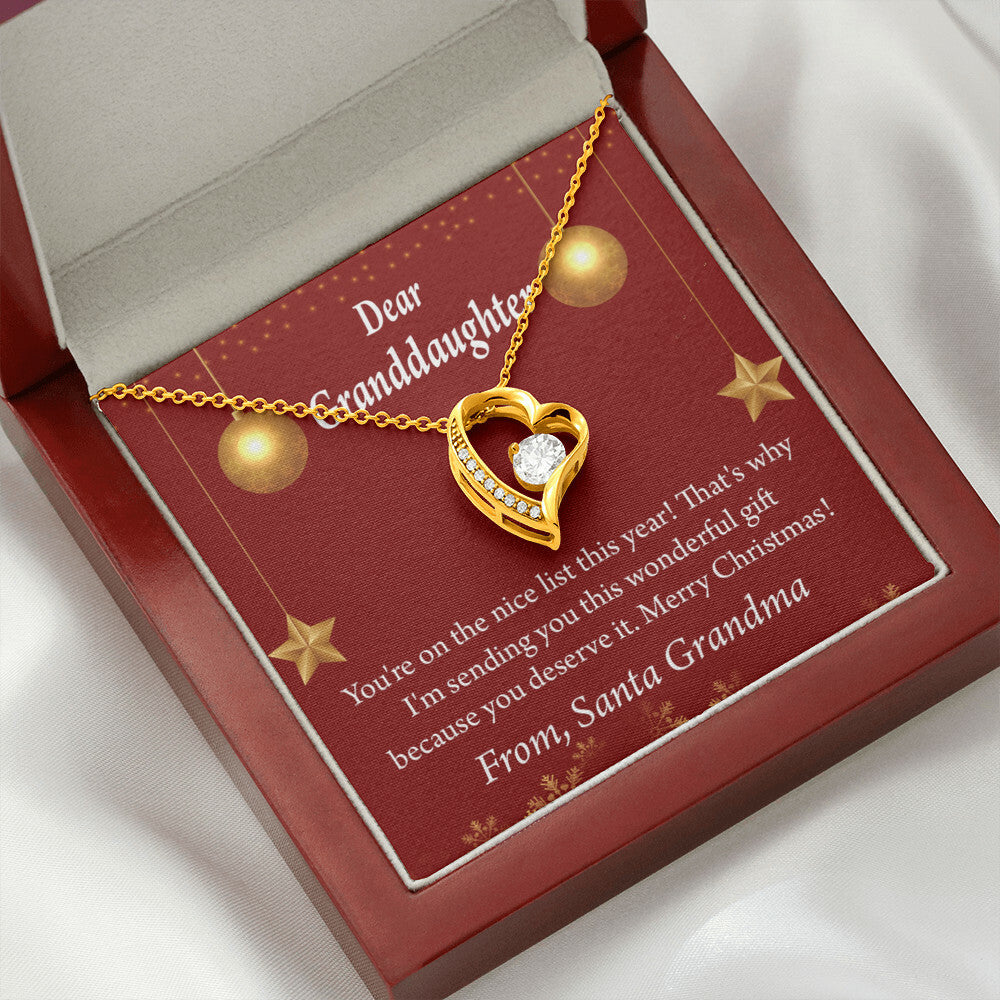 To My Granddaughter On The Nice List Christmas Message Forever Necklace w Message Card-Express Your Love Gifts