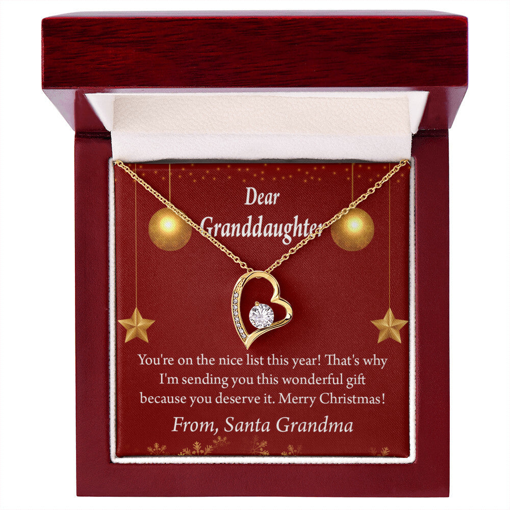 To My Granddaughter On The Nice List Christmas Message Forever Necklace w Message Card-Express Your Love Gifts