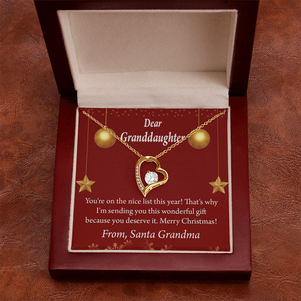 To My Granddaughter On The Nice List Christmas Message Forever Necklace w Message Card-Express Your Love Gifts