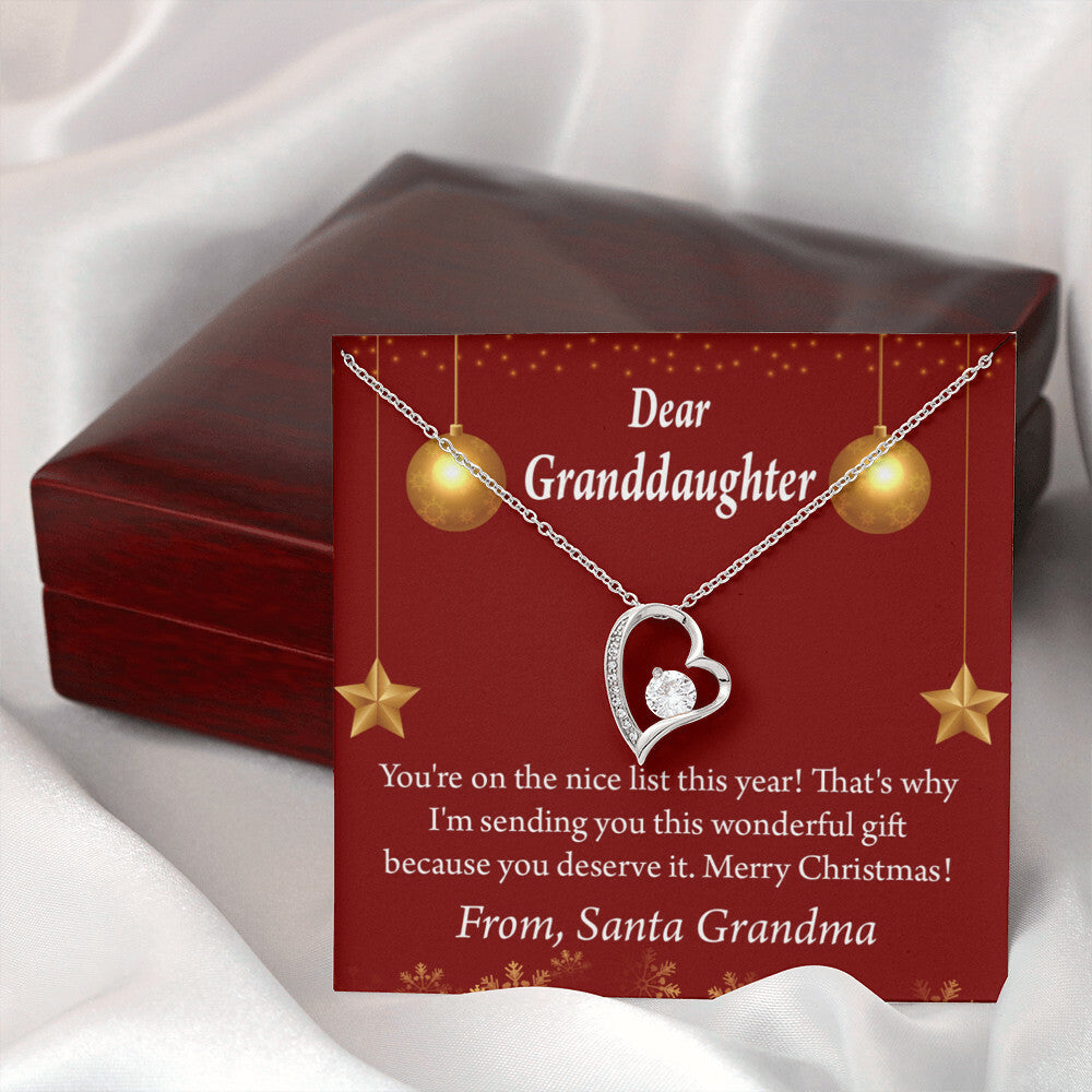 To My Granddaughter On The Nice List Christmas Message Forever Necklace w Message Card-Express Your Love Gifts