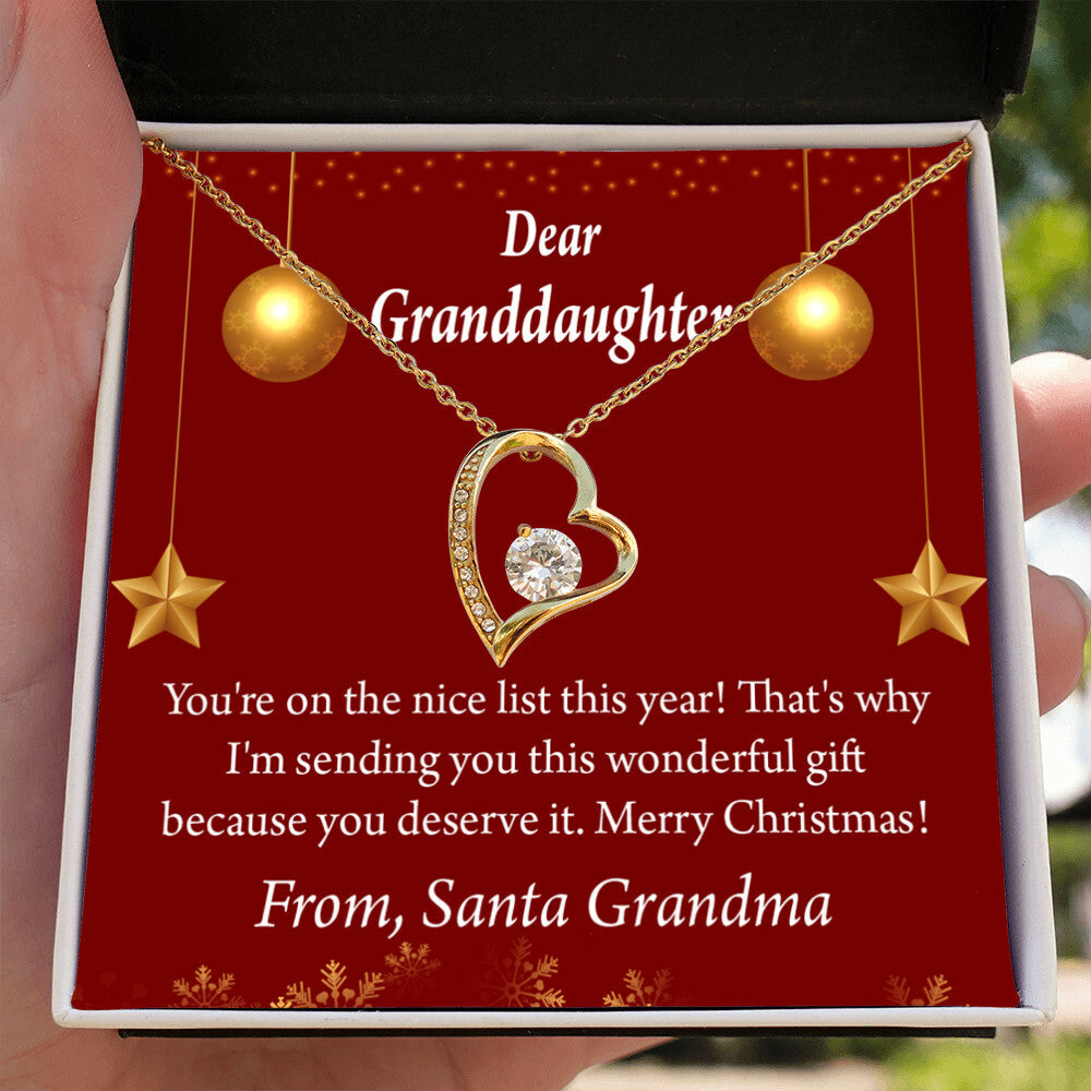 To My Granddaughter On The Nice List Christmas Message Forever Necklace w Message Card-Express Your Love Gifts