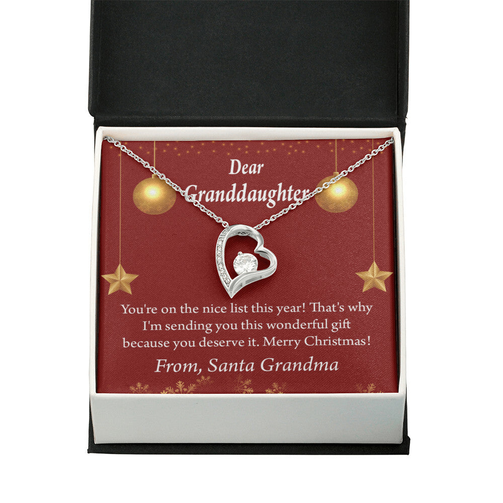 To My Granddaughter On The Nice List Christmas Message Forever Necklace w Message Card-Express Your Love Gifts