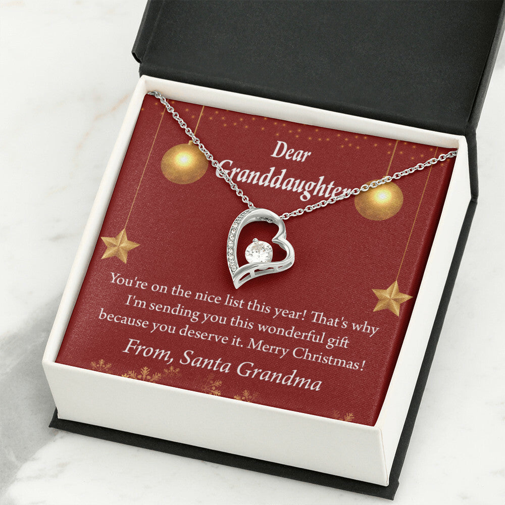 To My Granddaughter On The Nice List Christmas Message Forever Necklace w Message Card-Express Your Love Gifts