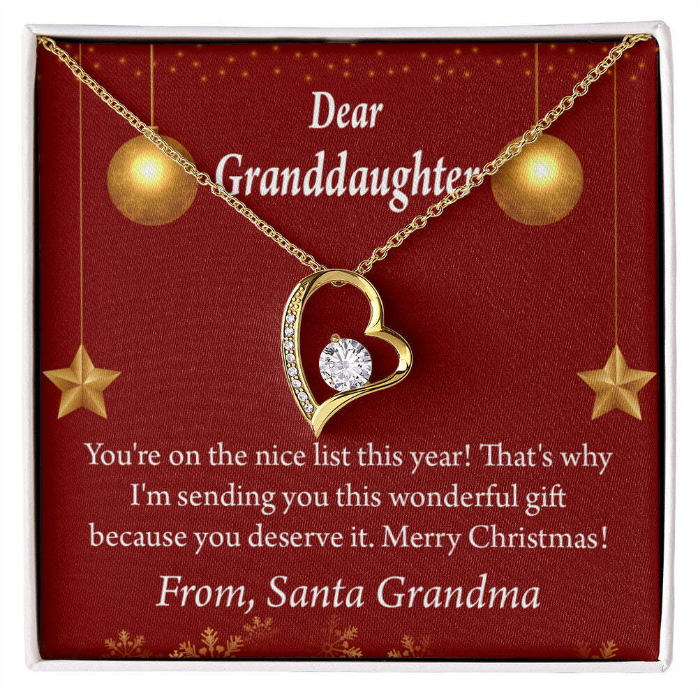 To My Granddaughter On The Nice List Christmas Message Forever Necklace w Message Card-Express Your Love Gifts