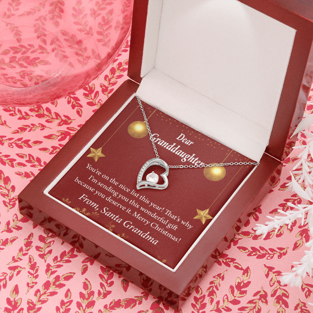 To My Granddaughter On The Nice List Christmas Message Forever Necklace w Message Card-Express Your Love Gifts