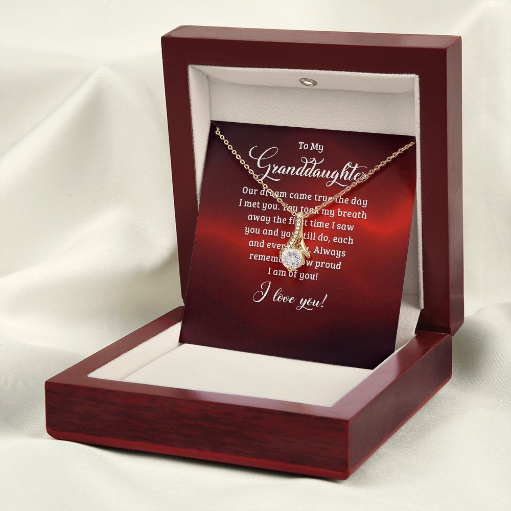To My Granddaughter Our Dream Came True Alluring Ribbon Necklace Message Card-Express Your Love Gifts