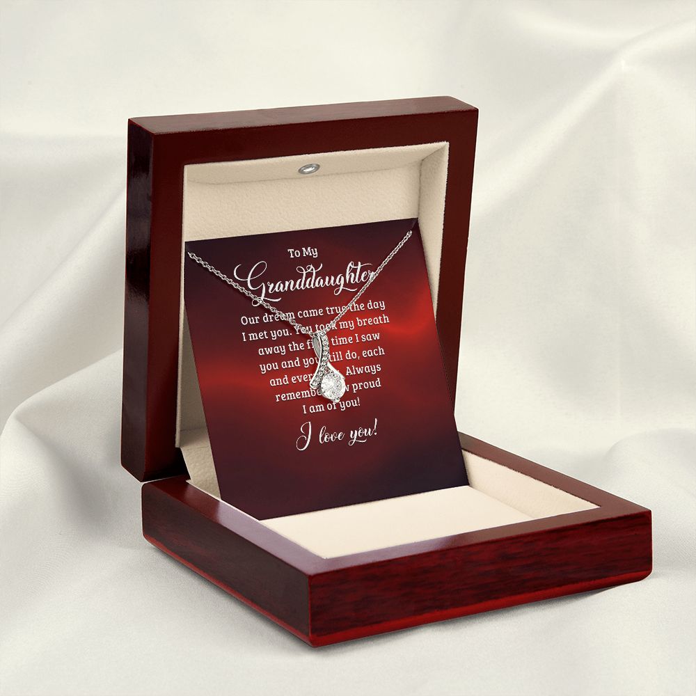 To My Granddaughter Our Dream Came True Alluring Ribbon Necklace Message Card-Express Your Love Gifts