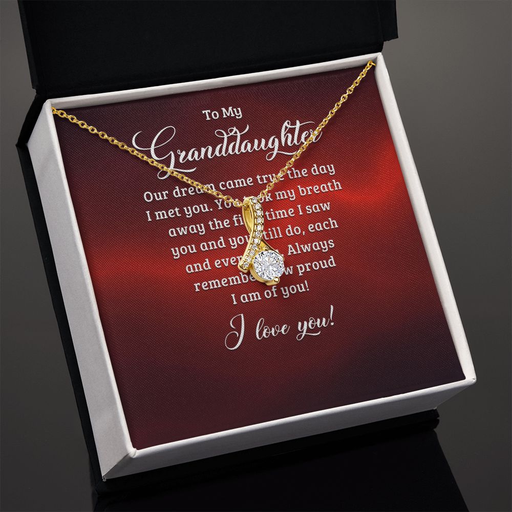 To My Granddaughter Our Dream Came True Alluring Ribbon Necklace Message Card-Express Your Love Gifts