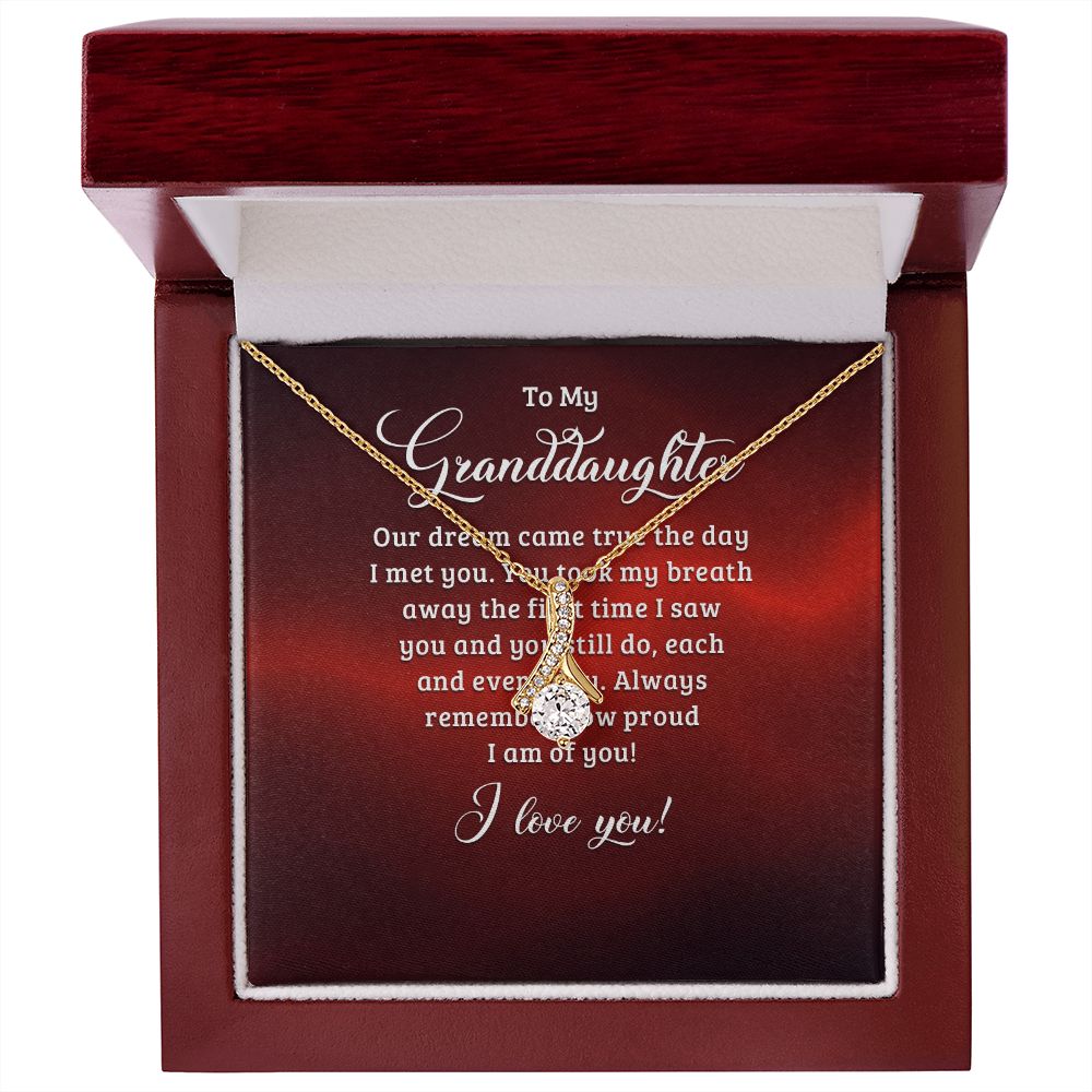 To My Granddaughter Our Dream Came True Alluring Ribbon Necklace Message Card-Express Your Love Gifts