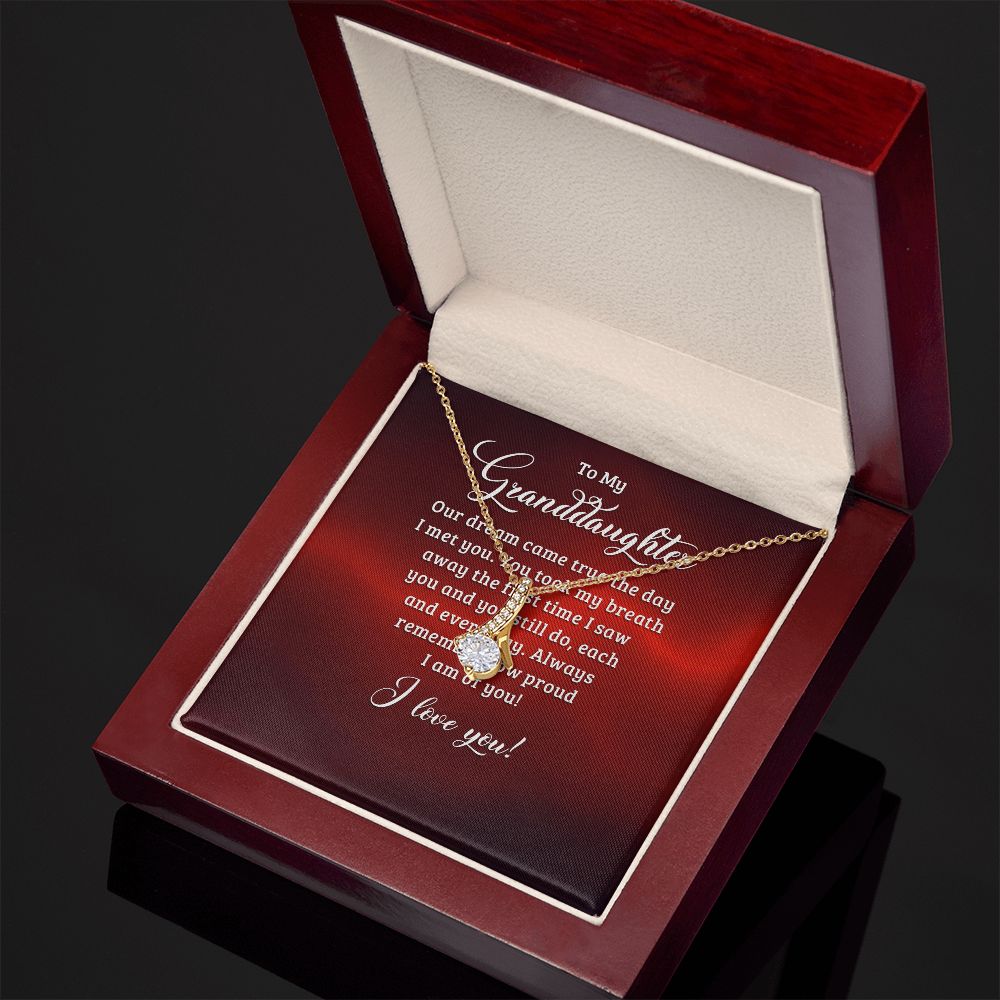 To My Granddaughter Our Dream Came True Alluring Ribbon Necklace Message Card-Express Your Love Gifts