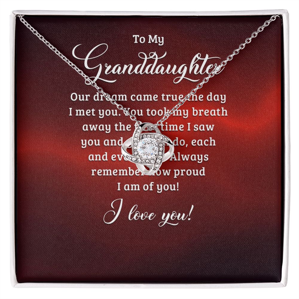To My Granddaughter Our Dream Came True Infinity Knot Necklace Message Card-Express Your Love Gifts