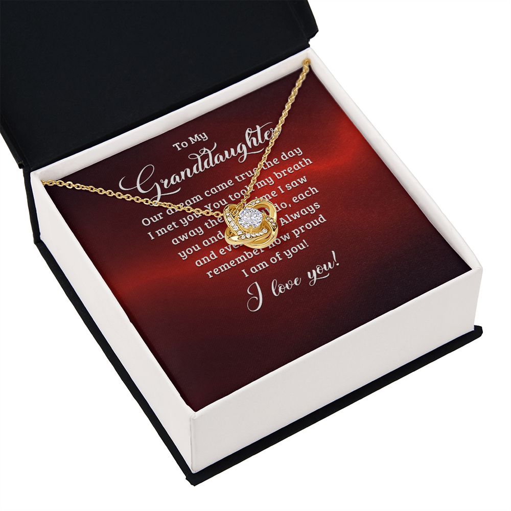 To My Granddaughter Our Dream Came True Infinity Knot Necklace Message Card-Express Your Love Gifts