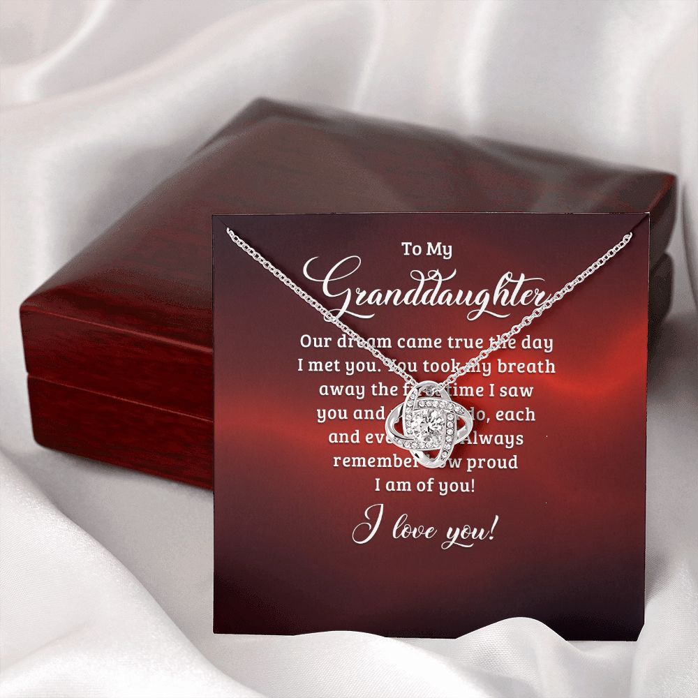 To My Granddaughter Our Dream Came True Infinity Knot Necklace Message Card-Express Your Love Gifts