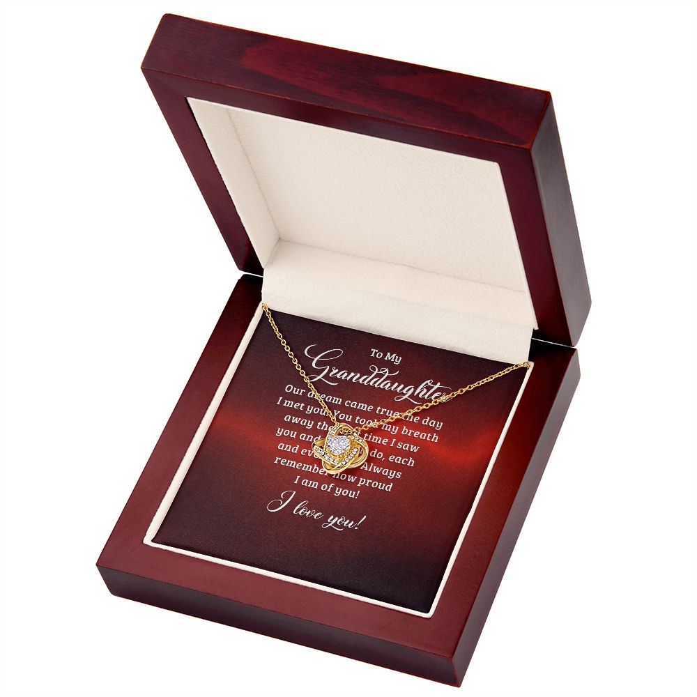To My Granddaughter Our Dream Came True Infinity Knot Necklace Message Card-Express Your Love Gifts