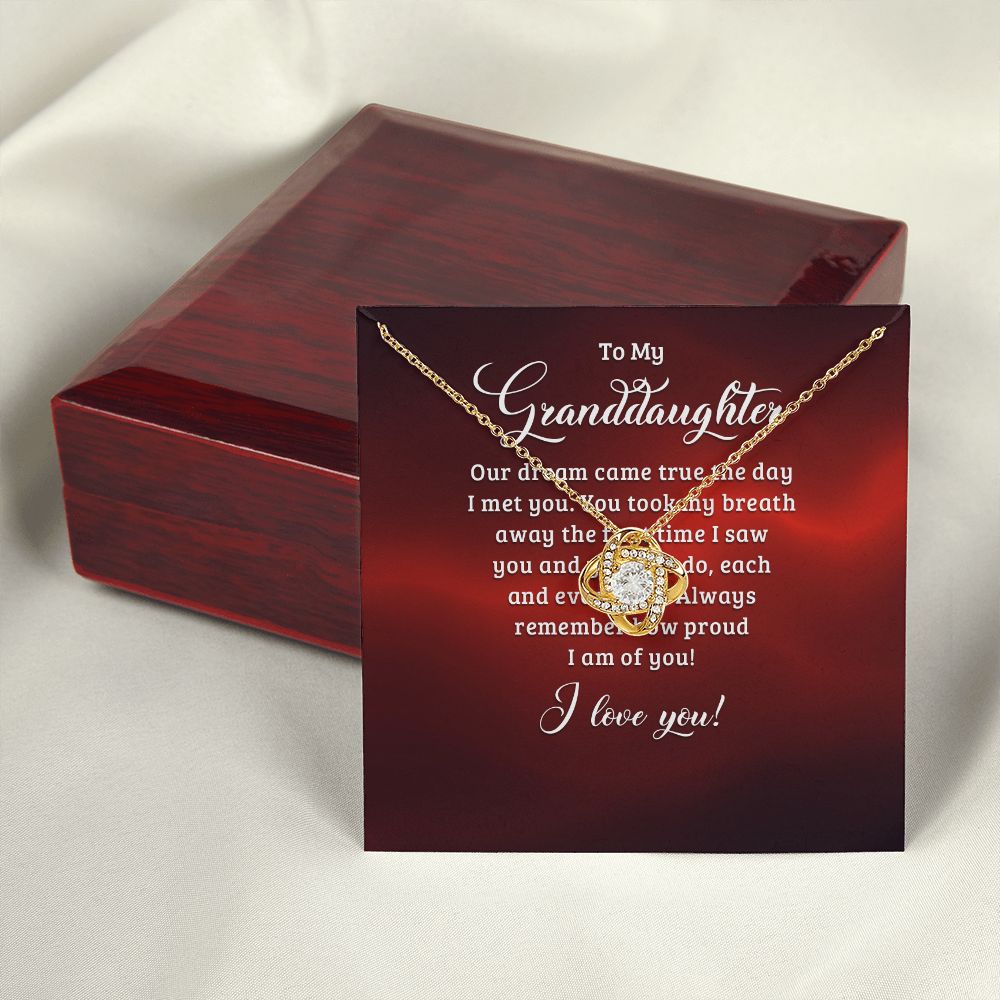 To My Granddaughter Our Dream Came True Infinity Knot Necklace Message Card-Express Your Love Gifts