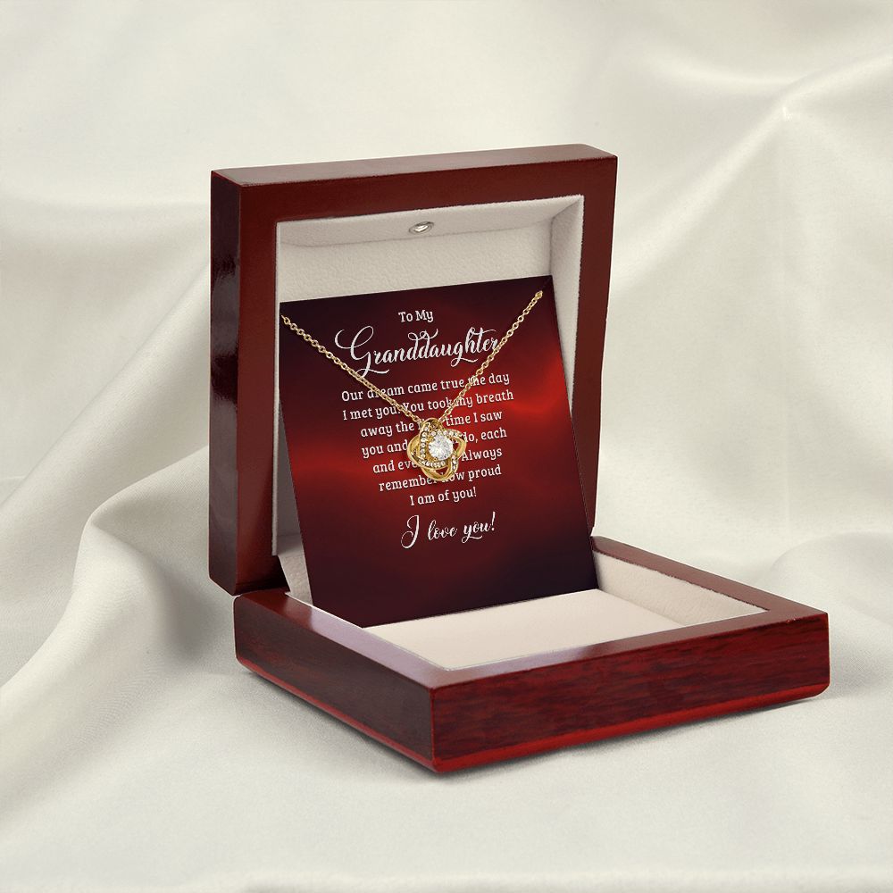 To My Granddaughter Our Dream Came True Infinity Knot Necklace Message Card-Express Your Love Gifts