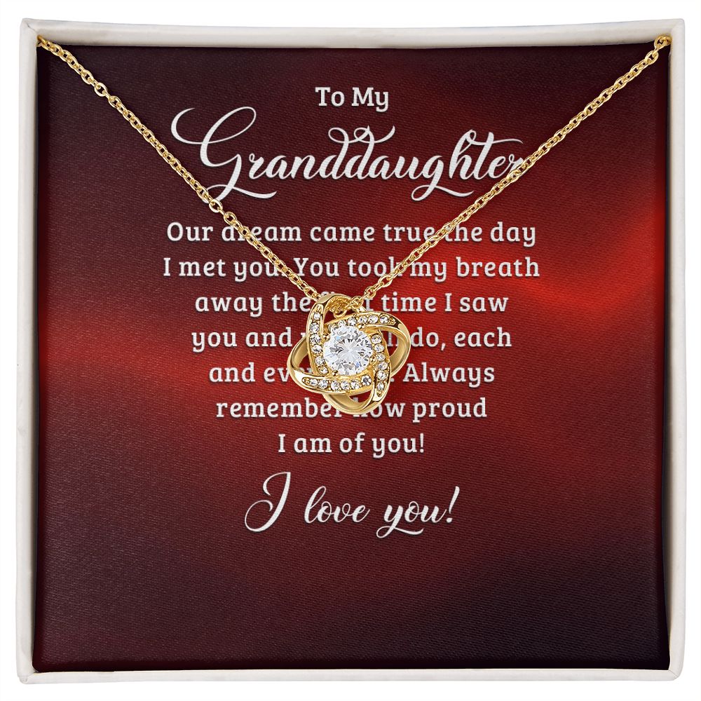 To My Granddaughter Our Dream Came True Infinity Knot Necklace Message Card-Express Your Love Gifts