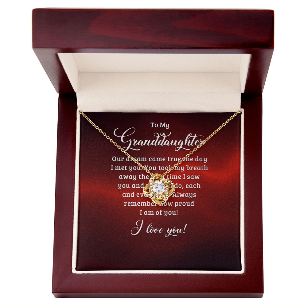 To My Granddaughter Our Dream Came True Infinity Knot Necklace Message Card-Express Your Love Gifts