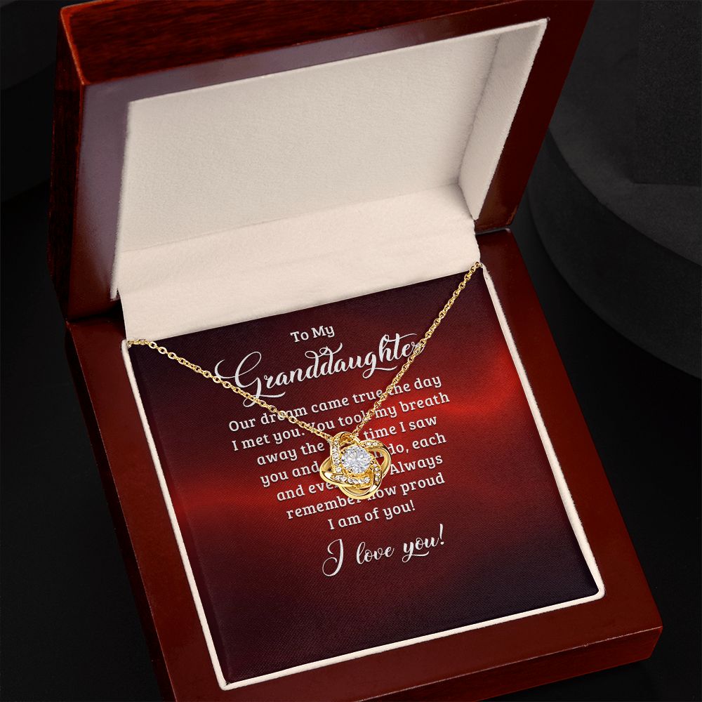 To My Granddaughter Our Dream Came True Infinity Knot Necklace Message Card-Express Your Love Gifts