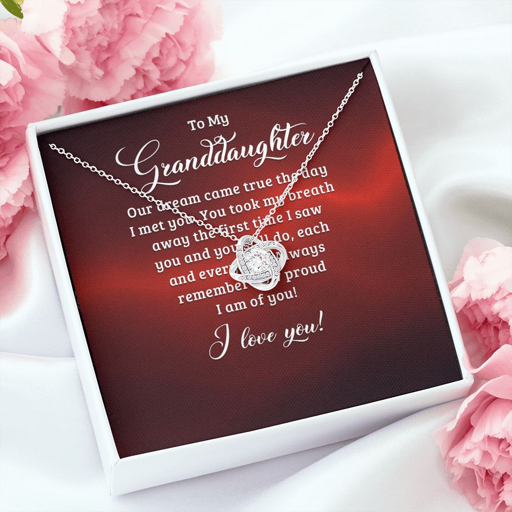 To My Granddaughter Our Dream Came True Infinity Knot Necklace Message Card-Express Your Love Gifts