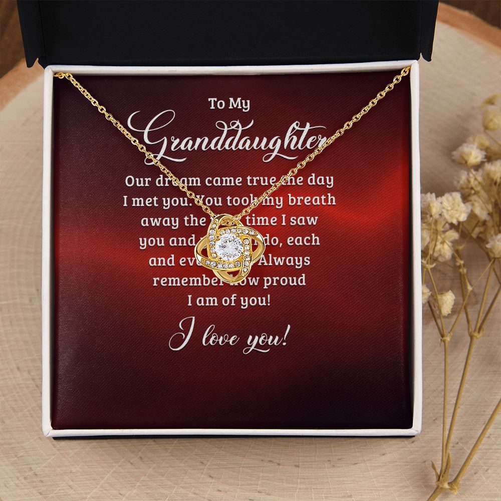 To My Granddaughter Our Dream Came True Infinity Knot Necklace Message Card-Express Your Love Gifts