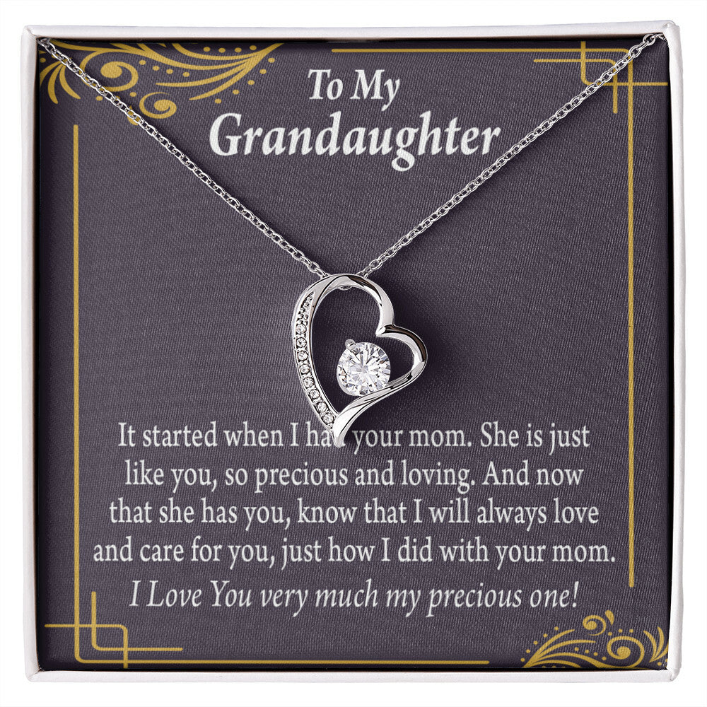 To My Granddaughter Precious One From Grandma Forever Necklace w Message Card-Express Your Love Gifts