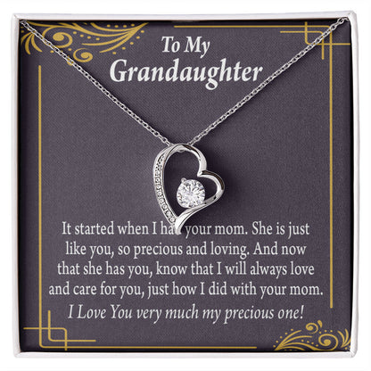 To My Granddaughter Precious One From Grandma Forever Necklace w Message Card-Express Your Love Gifts