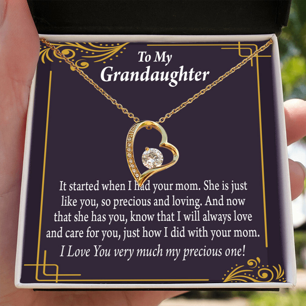 To My Granddaughter Precious One From Grandma Forever Necklace w Message Card-Express Your Love Gifts