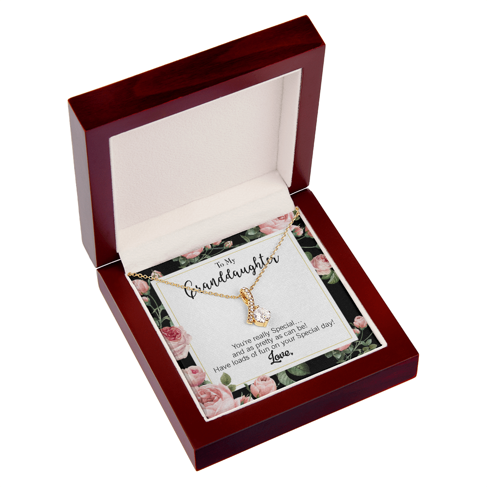 To My Granddaughter Pretty Granddaughter Alluring Ribbon Necklace Message Card-Express Your Love Gifts