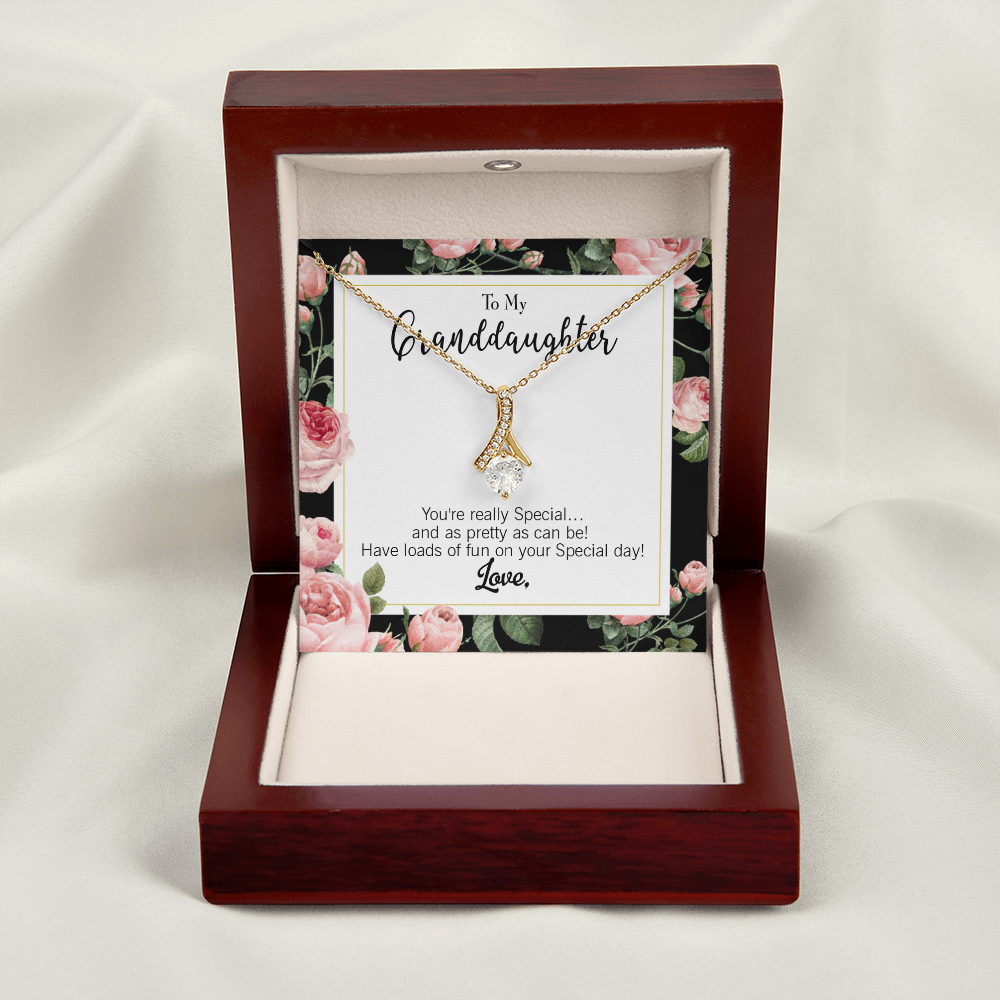 To My Granddaughter Pretty Granddaughter Alluring Ribbon Necklace Message Card-Express Your Love Gifts