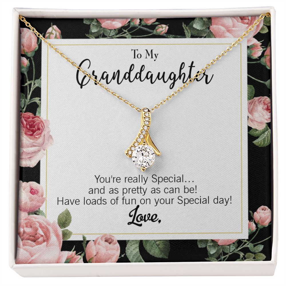 To My Granddaughter Pretty Granddaughter Alluring Ribbon Necklace Message Card-Express Your Love Gifts
