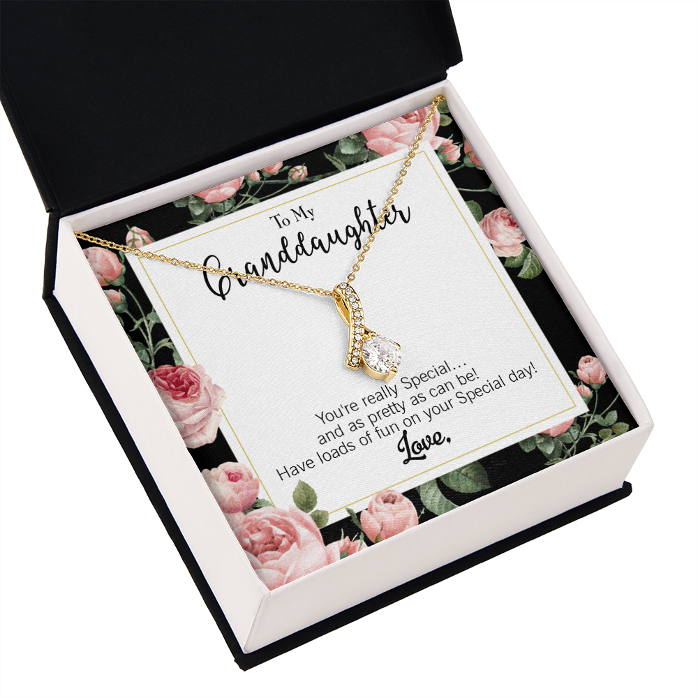 To My Granddaughter Pretty Granddaughter Alluring Ribbon Necklace Message Card-Express Your Love Gifts