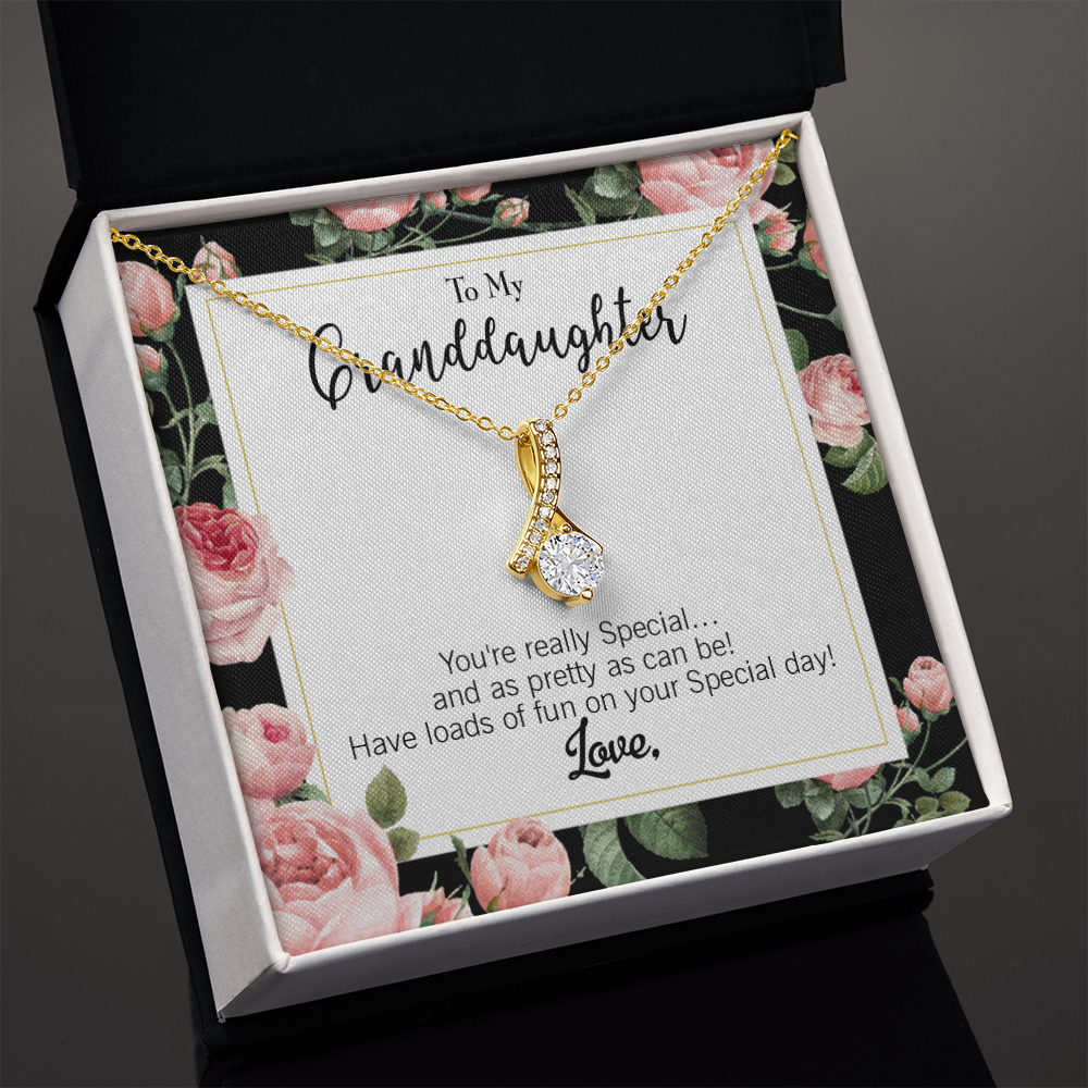 To My Granddaughter Pretty Granddaughter Alluring Ribbon Necklace Message Card-Express Your Love Gifts