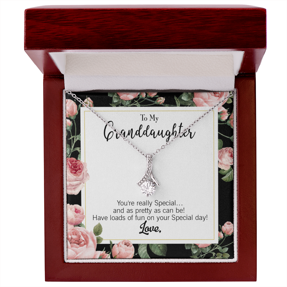 To My Granddaughter Pretty Granddaughter Alluring Ribbon Necklace Message Card-Express Your Love Gifts