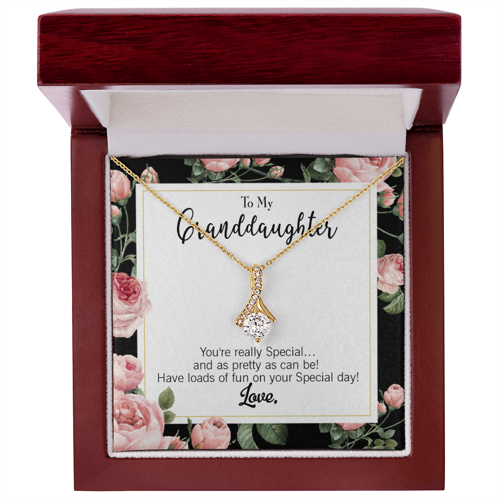 To My Granddaughter Pretty Granddaughter Alluring Ribbon Necklace Message Card-Express Your Love Gifts