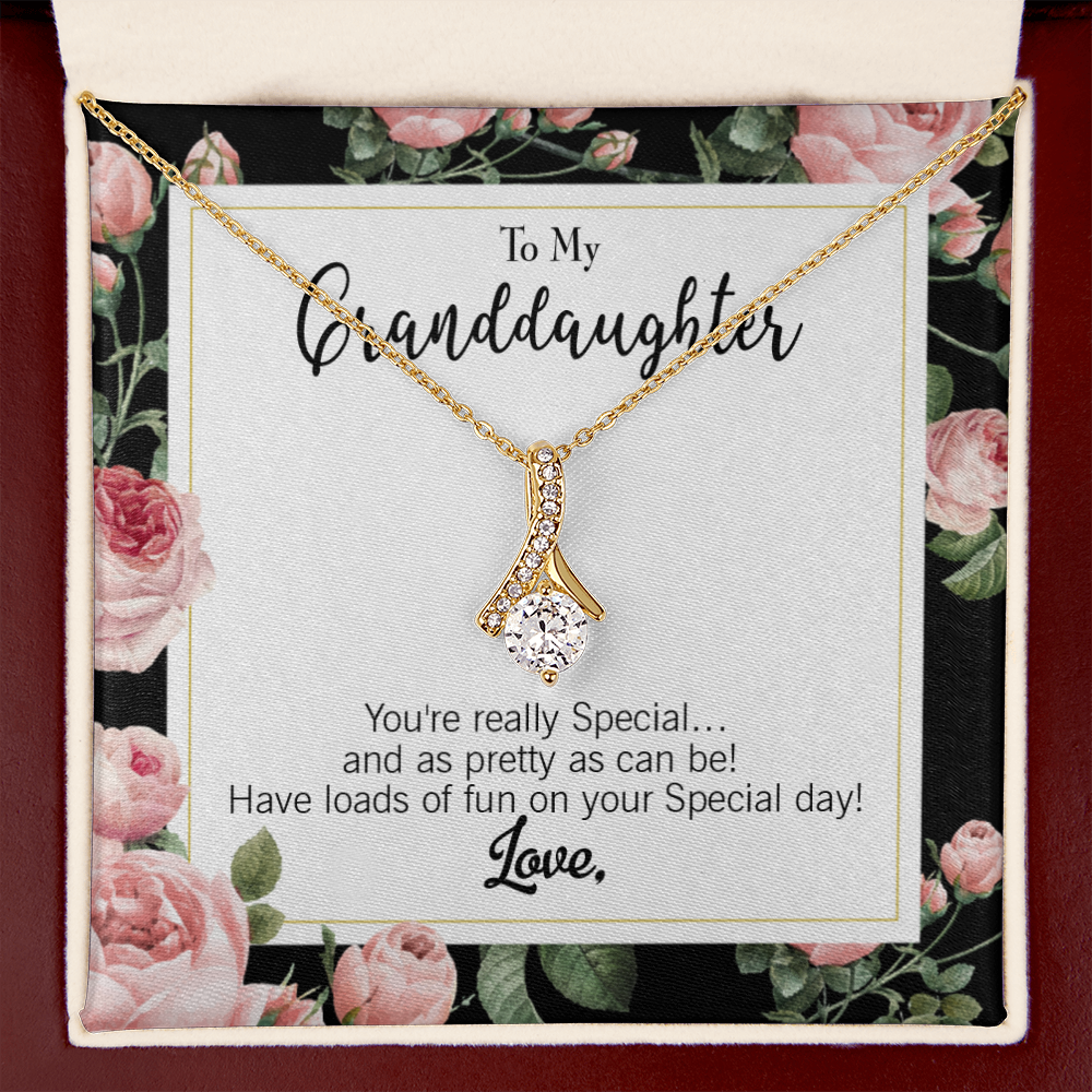 To My Granddaughter Pretty Granddaughter Alluring Ribbon Necklace Message Card-Express Your Love Gifts
