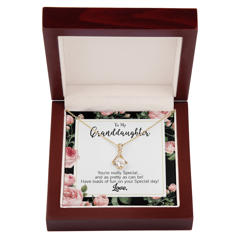 To My Granddaughter Pretty Granddaughter Alluring Ribbon Necklace Message Card-Express Your Love Gifts