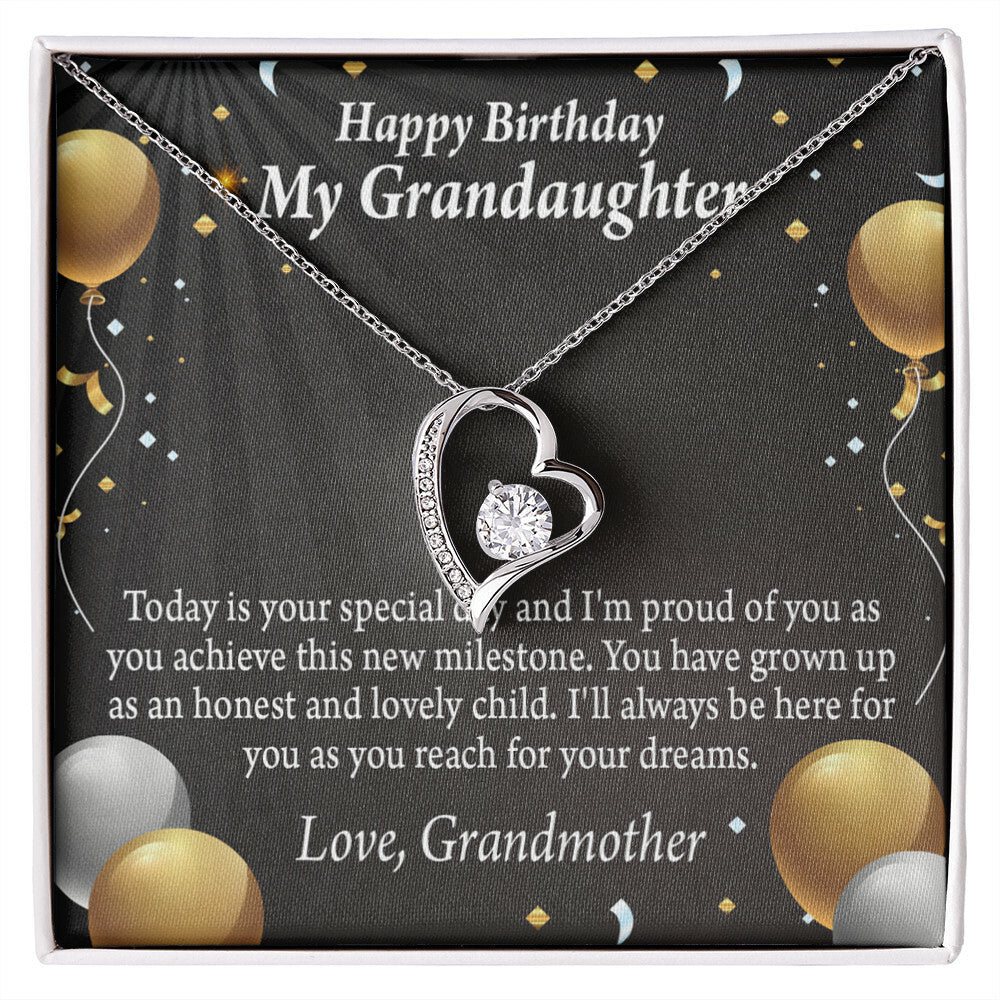 To My Granddaughter Proud of You Birthday Message From Grandma Forever Necklace w Message Card-Express Your Love Gifts