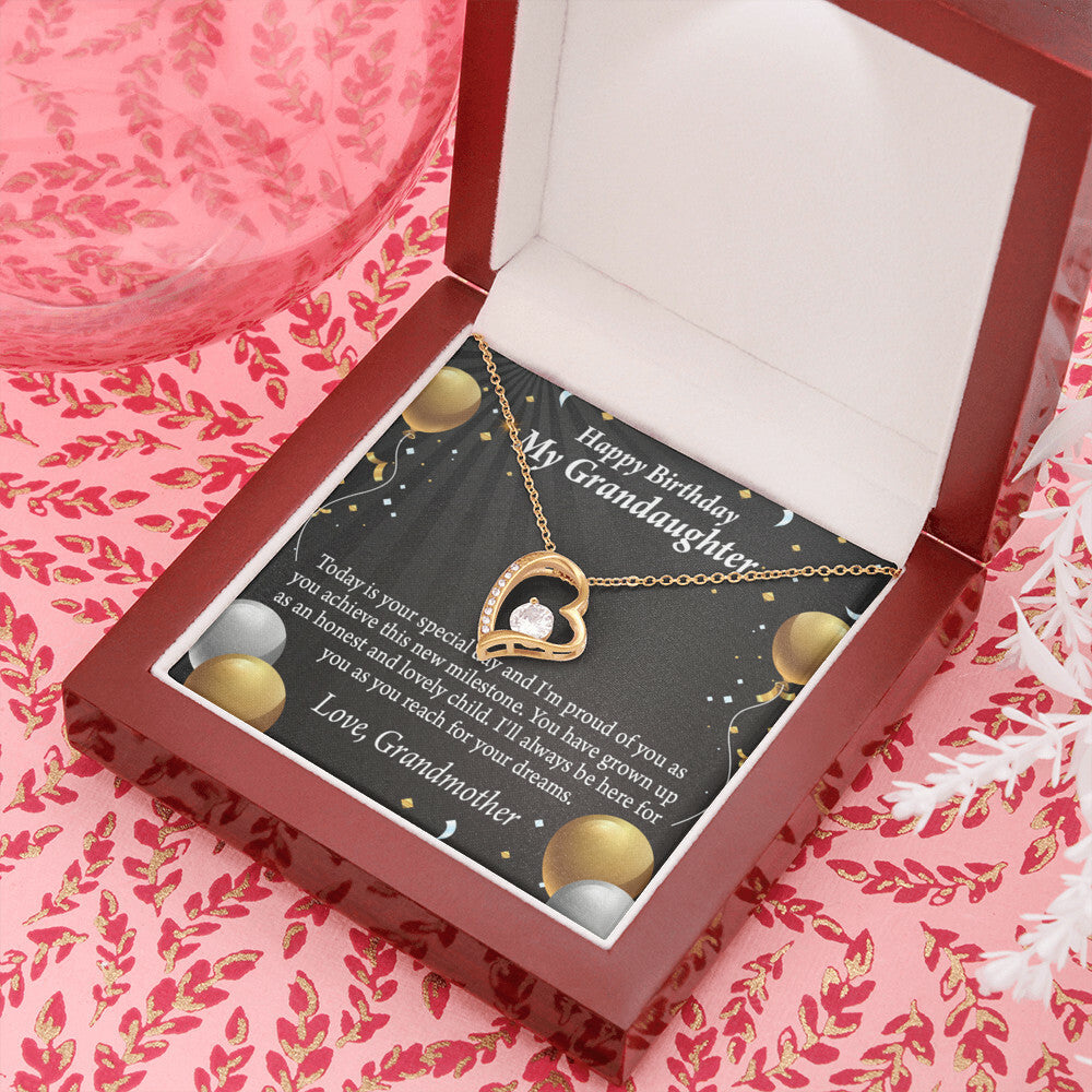 To My Granddaughter Proud of You Birthday Message From Grandma Forever Necklace w Message Card-Express Your Love Gifts
