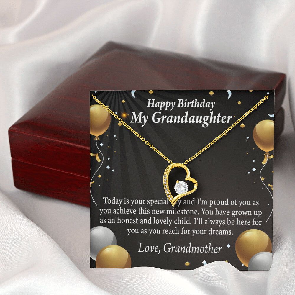 To My Granddaughter Proud of You Birthday Message From Grandma Forever Necklace w Message Card-Express Your Love Gifts