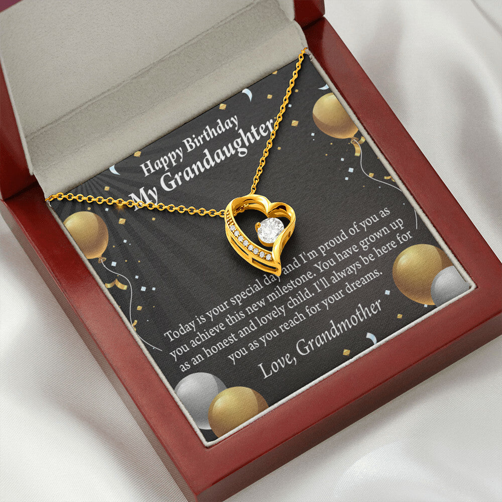 To My Granddaughter Proud of You Birthday Message From Grandma Forever Necklace w Message Card-Express Your Love Gifts