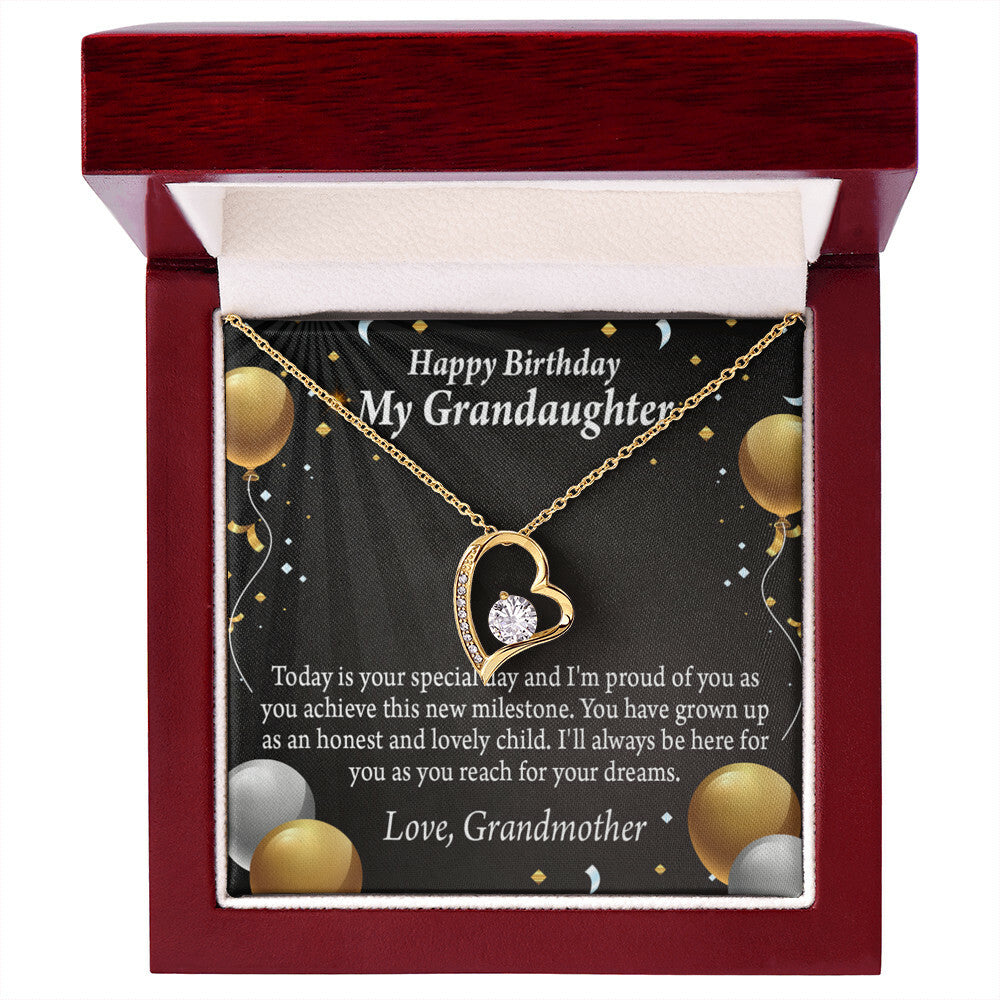 To My Granddaughter Proud of You Birthday Message From Grandma Forever Necklace w Message Card-Express Your Love Gifts