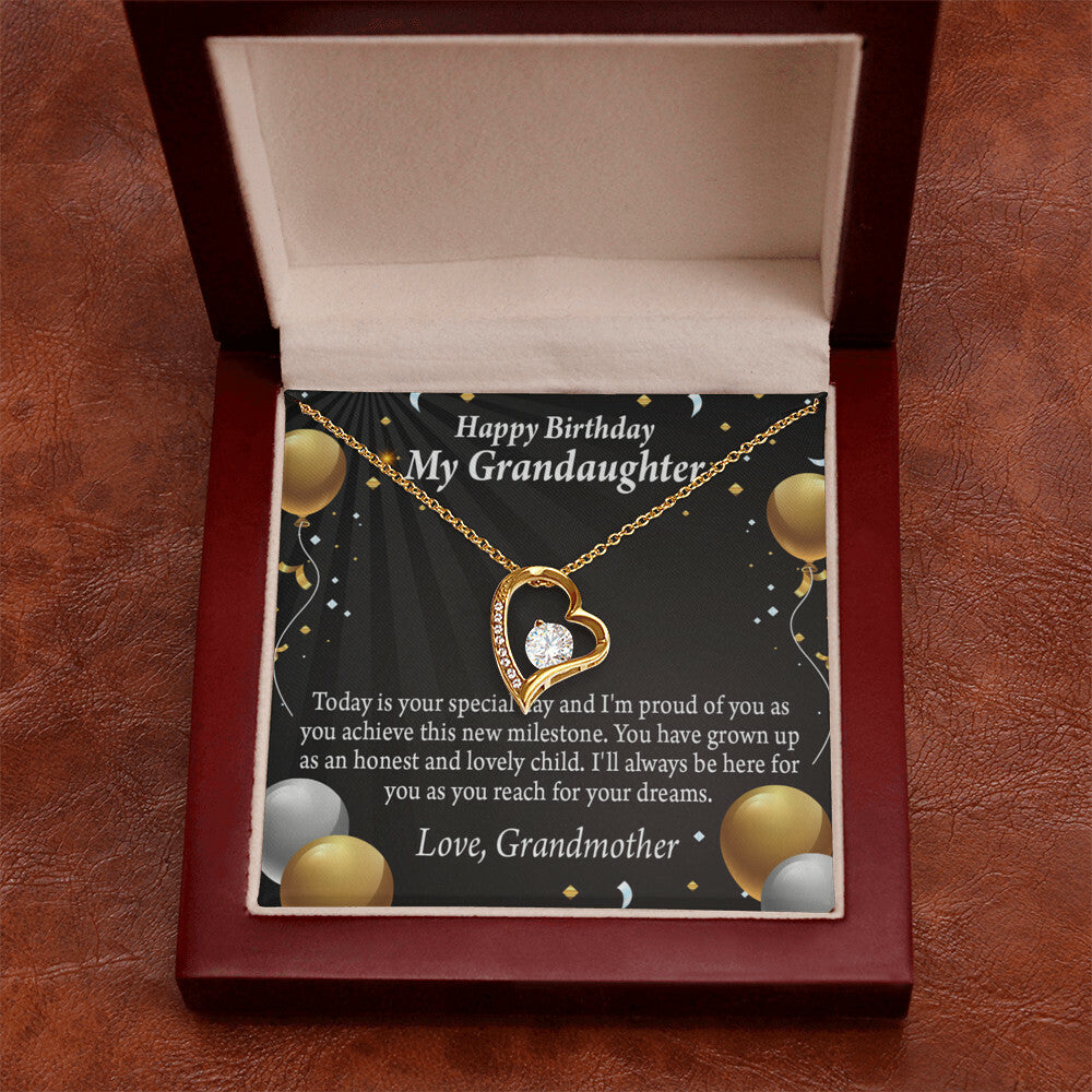 To My Granddaughter Proud of You Birthday Message From Grandma Forever Necklace w Message Card-Express Your Love Gifts