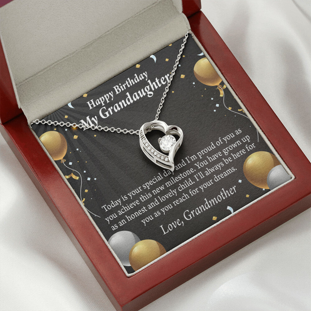 To My Granddaughter Proud of You Birthday Message From Grandma Forever Necklace w Message Card-Express Your Love Gifts
